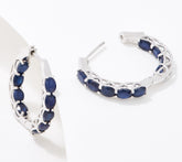 Affinity Gems Sterling Silver Precious Blue Sapphire Hoop Earrings, 1"